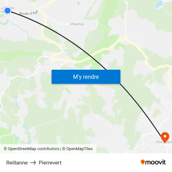 Reillanne to Pierrevert map