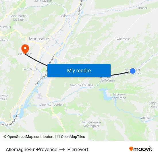 Allemagne-En-Provence to Pierrevert map