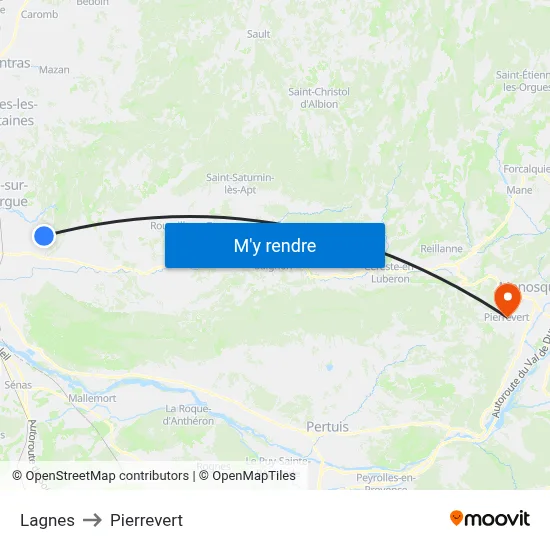 Lagnes to Pierrevert map