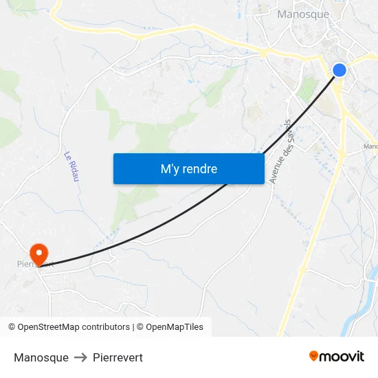 Manosque to Pierrevert map