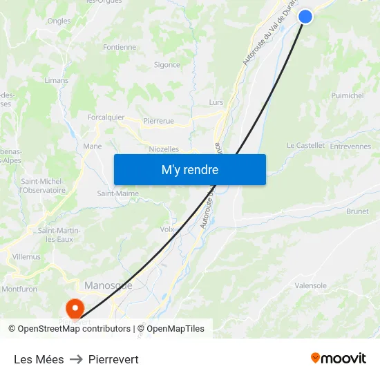 Les Mées to Pierrevert map