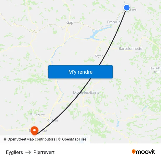 Eygliers to Pierrevert map