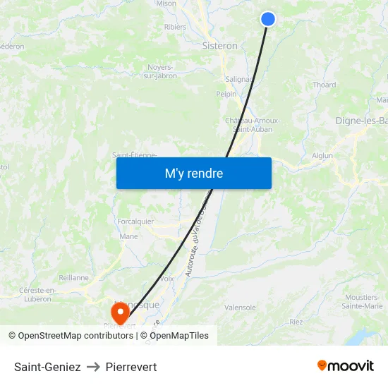 Saint-Geniez to Pierrevert map