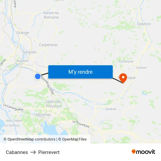 Cabannes to Pierrevert map