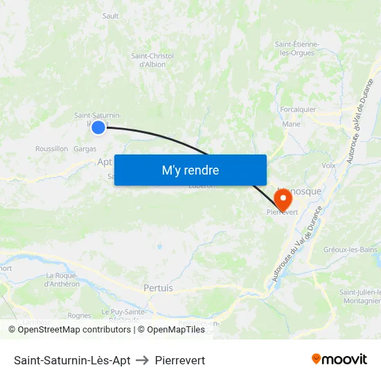 Saint-Saturnin-Lès-Apt to Pierrevert map