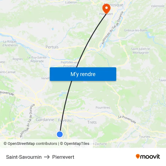 Saint-Savournin to Pierrevert map