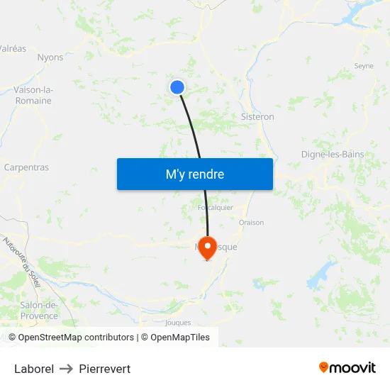 Laborel to Pierrevert map