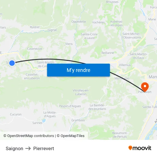 Saignon to Pierrevert map