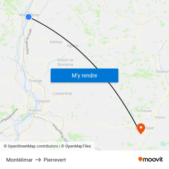 Montélimar to Pierrevert map