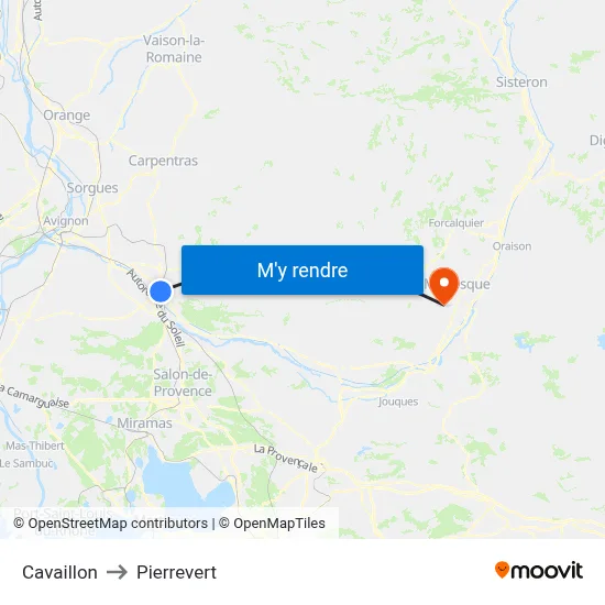 Cavaillon to Pierrevert map