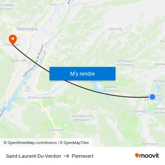 Saint-Laurent-Du-Verdon to Pierrevert map