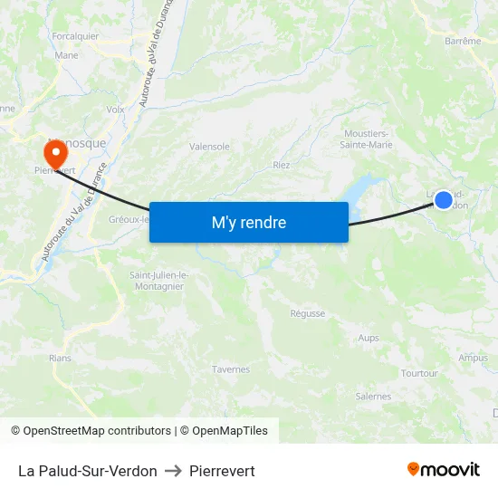 La Palud-Sur-Verdon to Pierrevert map
