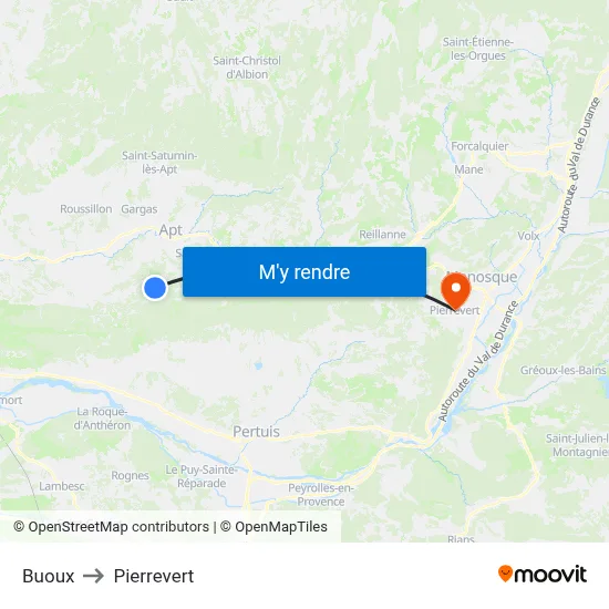Buoux to Pierrevert map