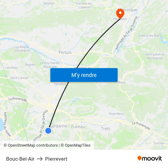 Bouc-Bel-Air to Pierrevert map