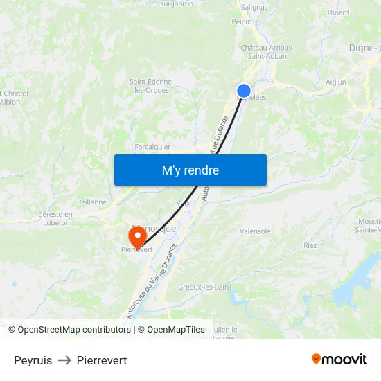 Peyruis to Pierrevert map