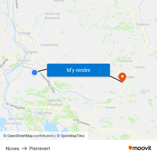 Noves to Pierrevert map