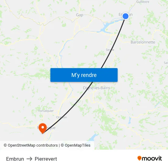 Embrun to Pierrevert map