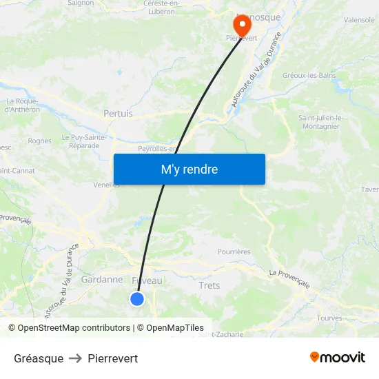 Gréasque to Pierrevert map