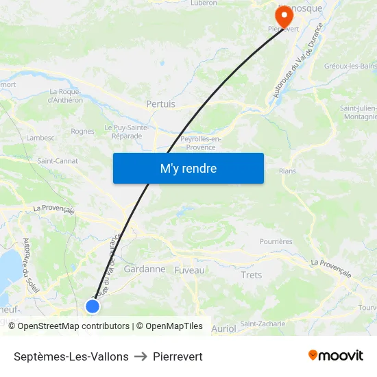 Septèmes-Les-Vallons to Pierrevert map