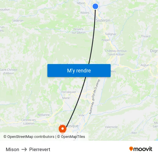 Mison to Pierrevert map