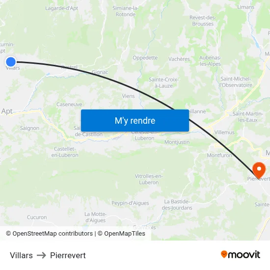Villars to Pierrevert map