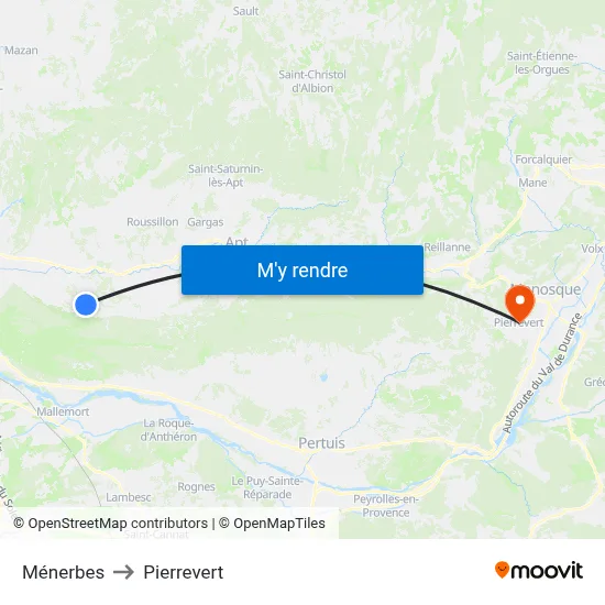 Ménerbes to Pierrevert map