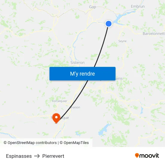 Espinasses to Pierrevert map