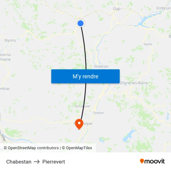 Chabestan to Pierrevert map