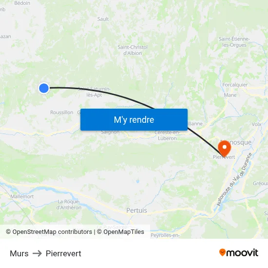 Murs to Pierrevert map