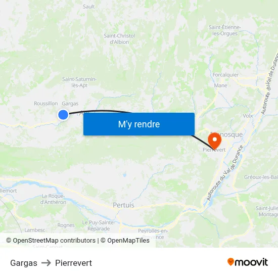 Gargas to Pierrevert map
