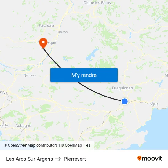 Les Arcs-Sur-Argens to Pierrevert map