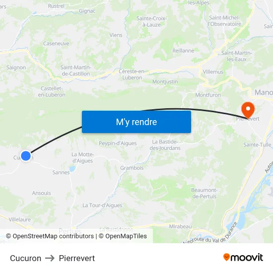 Cucuron to Pierrevert map
