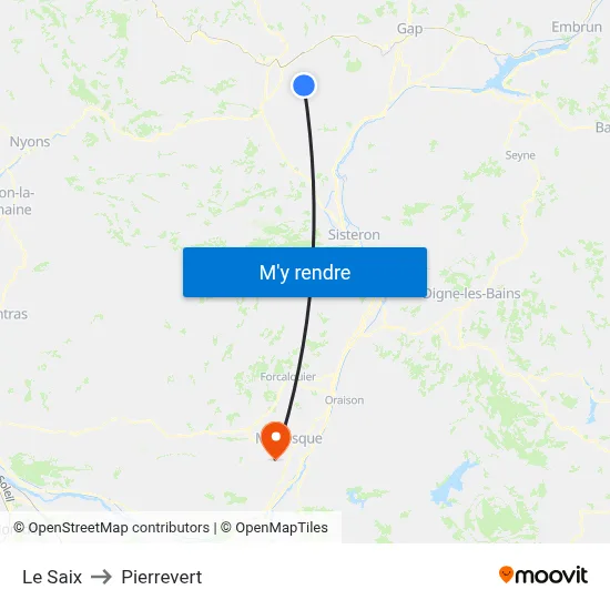 Le Saix to Pierrevert map