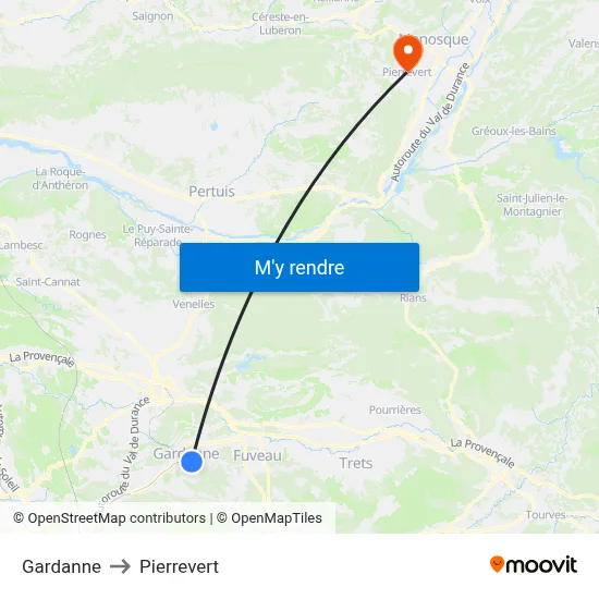 Gardanne to Pierrevert map