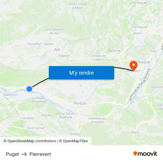 Puget to Pierrevert map