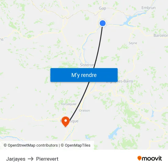 Jarjayes to Pierrevert map