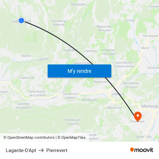 Lagarde-D'Apt to Pierrevert map