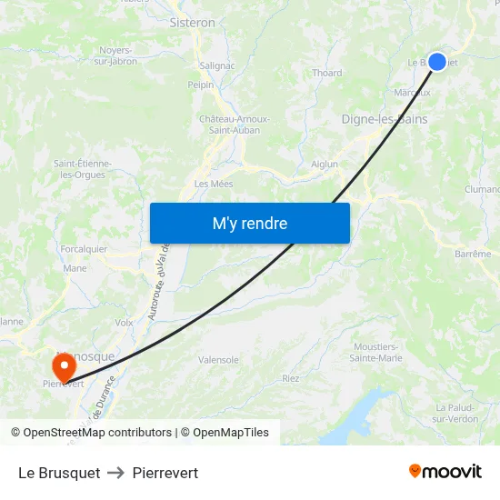 Le Brusquet to Pierrevert map