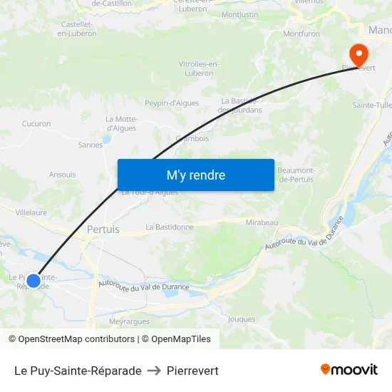 Le Puy-Sainte-Réparade to Pierrevert map