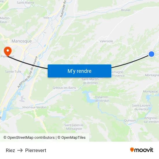 Riez to Pierrevert map