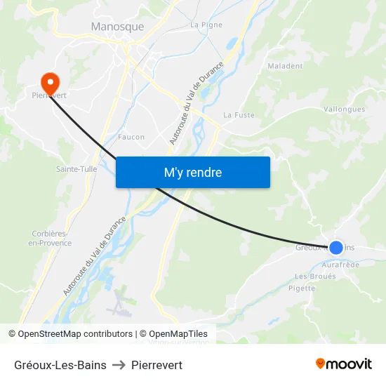 Gréoux-Les-Bains to Pierrevert map