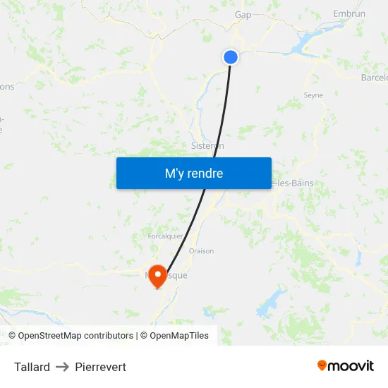 Tallard to Pierrevert map