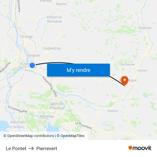 Le Pontet to Pierrevert map
