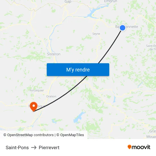 Saint-Pons to Pierrevert map