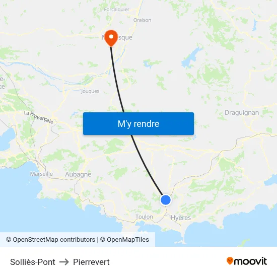 Solliès-Pont to Pierrevert map