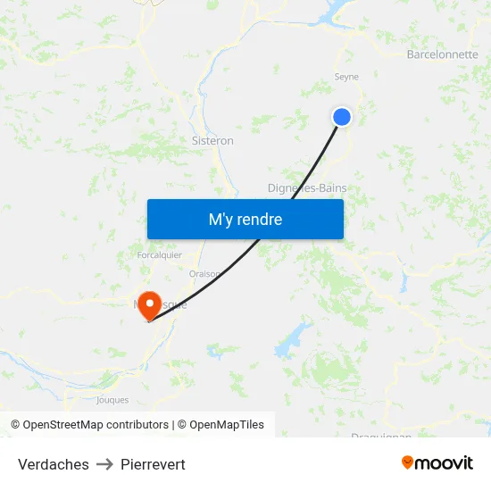 Verdaches to Pierrevert map