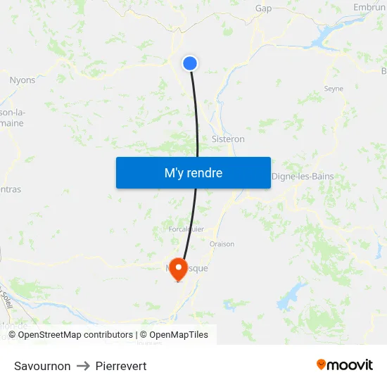 Savournon to Pierrevert map