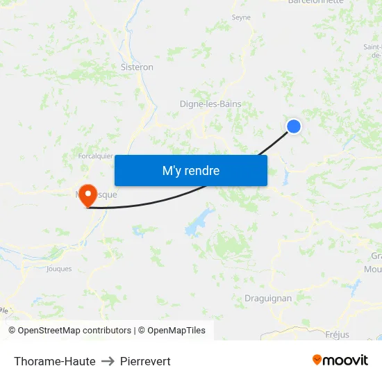 Thorame-Haute to Pierrevert map