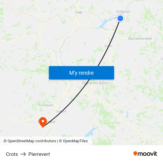 Crots to Pierrevert map