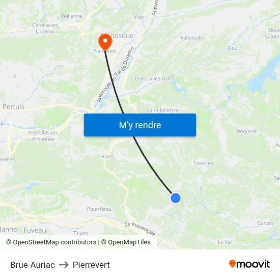 Brue-Auriac to Pierrevert map